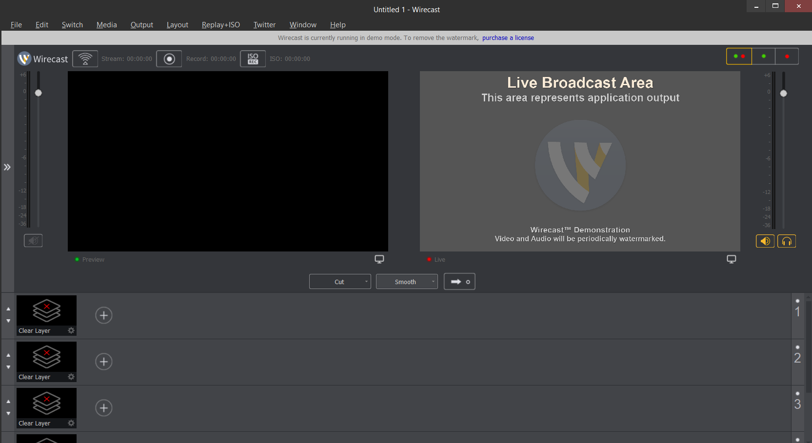 Image of the Wirecast start interface