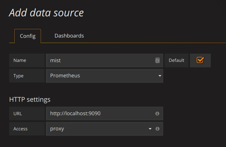 Image of adding data to Grafana