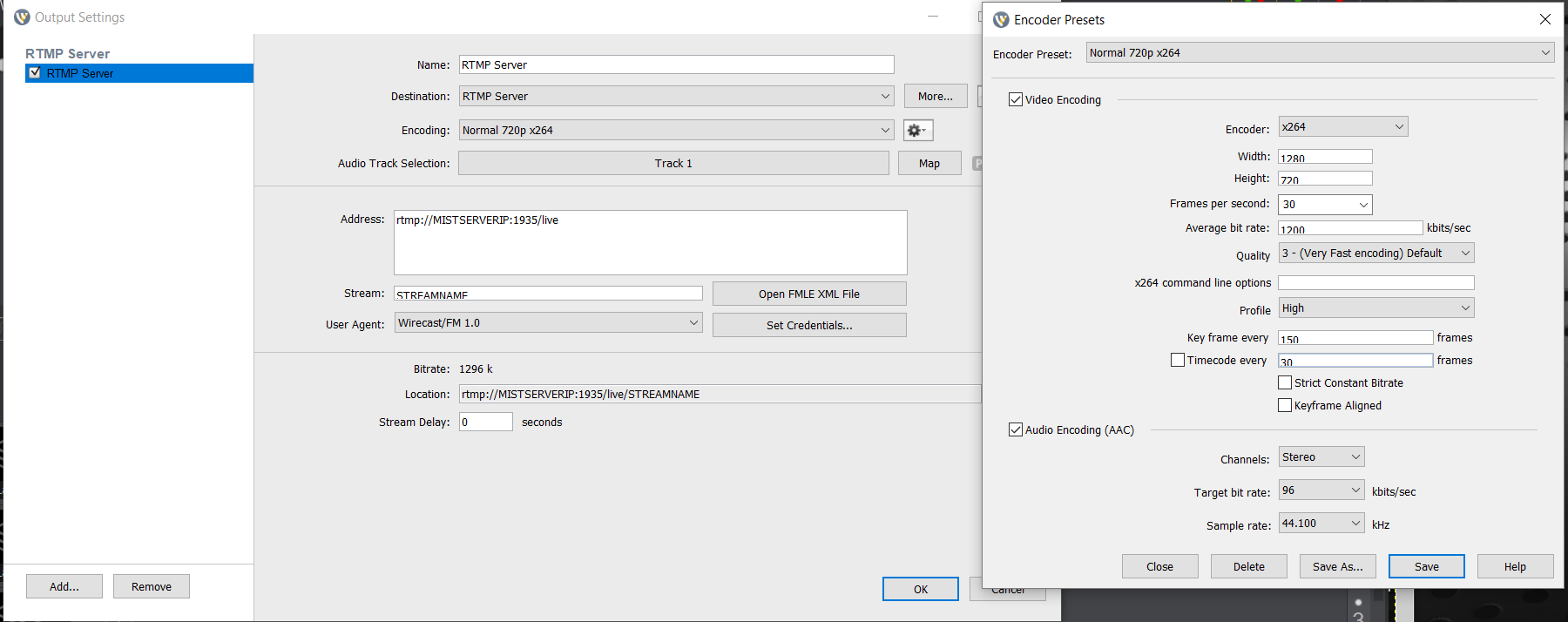 wirecast audio settings