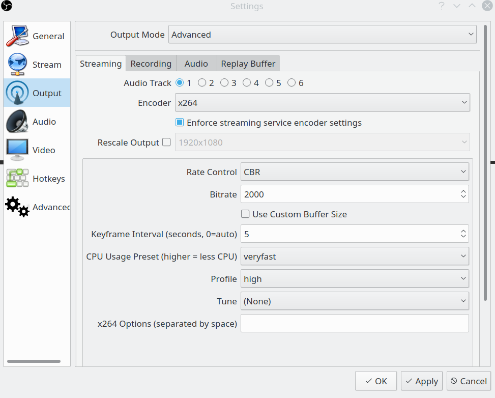 Image of the stream settings described above